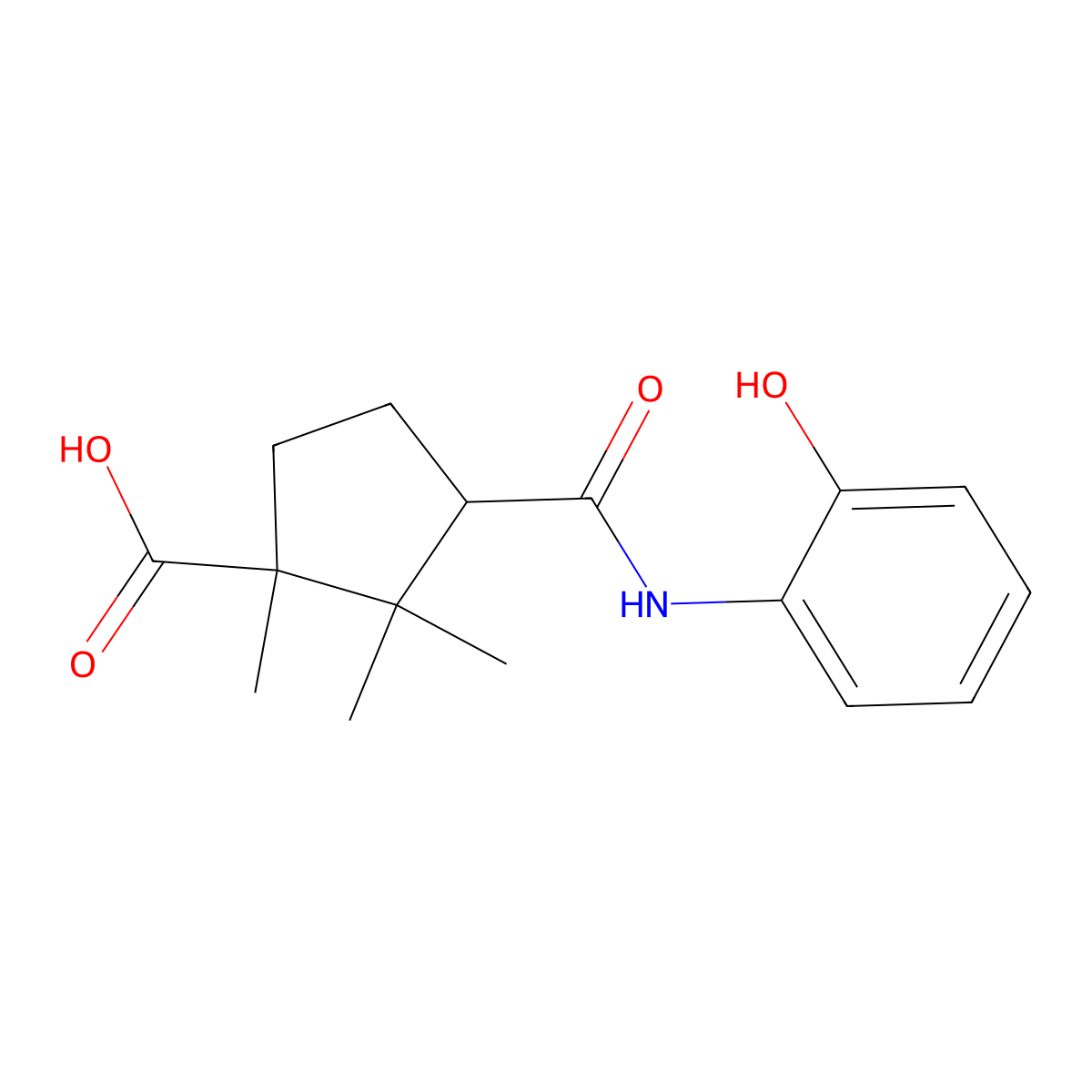3-(2-Hydroxy-phenylcarbamoyl)-1,2,2-trimethyl-cyclopentanecarboxylic acid molecular structure, CAS 313705-18-9