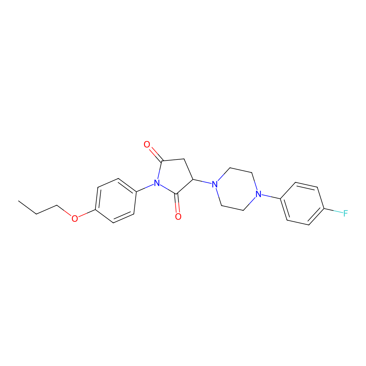 3-[4-(4-Fluorophenyl)piperazin-1-yl]-1-(4-propoxyphenyl)pyrrolidine-2,5-dione molecular structure, CAS 313705-21-4