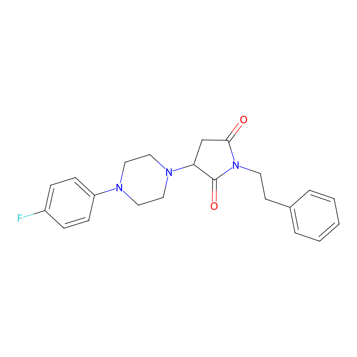 3-(4-(4-Fluorophenyl)piperazin-1-yl)-1-phenethylpyrrolidine-2,5-dione molecular structure, CAS 313705-24-7