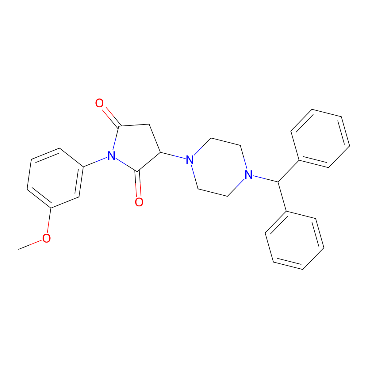 3-(4-Benzhydrylpiperazin-1-yl)-1-(3-methoxyphenyl)pyrrolidine-2,5-dione molecular structure, CAS 313705-27-0