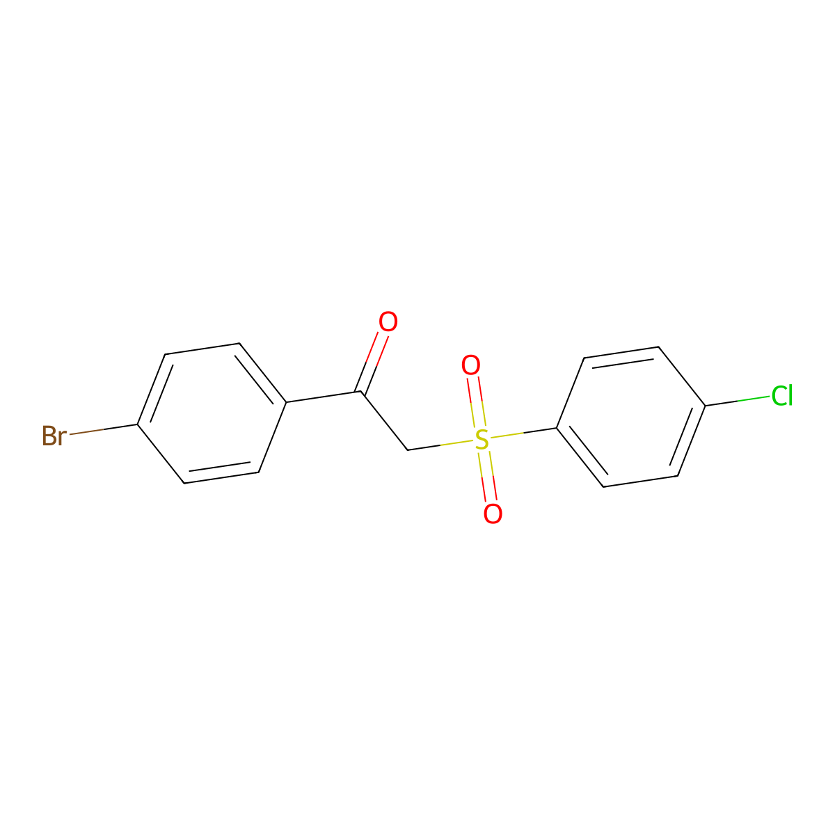 1-(4-Bromophenyl)-2-[(4-chlorophenyl)sulfonyl]ethan-1-one molecular structure, CAS 31378-04-8