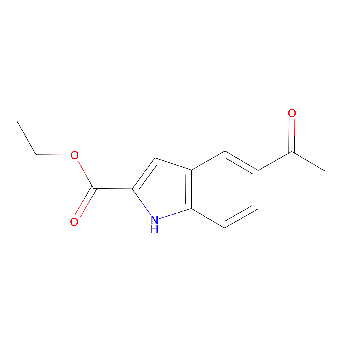 Ethyl 5-acetyl-1H-indole-2-carboxylate molecular structure, CAS 31380-56-0