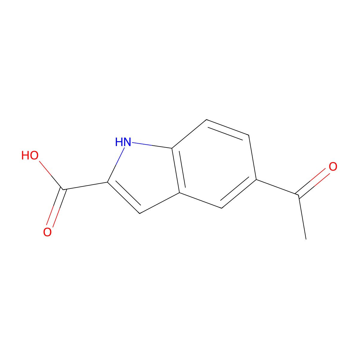 5-acetyl-1H-indole-2-carboxylic acid molecular structure, CAS 31380-57-1