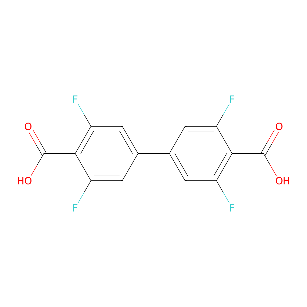 3,3',5,5'-Tetrafluorobiphenyl-4,4'-dicarboxylic acid molecular structure, CAS 31381-91-6