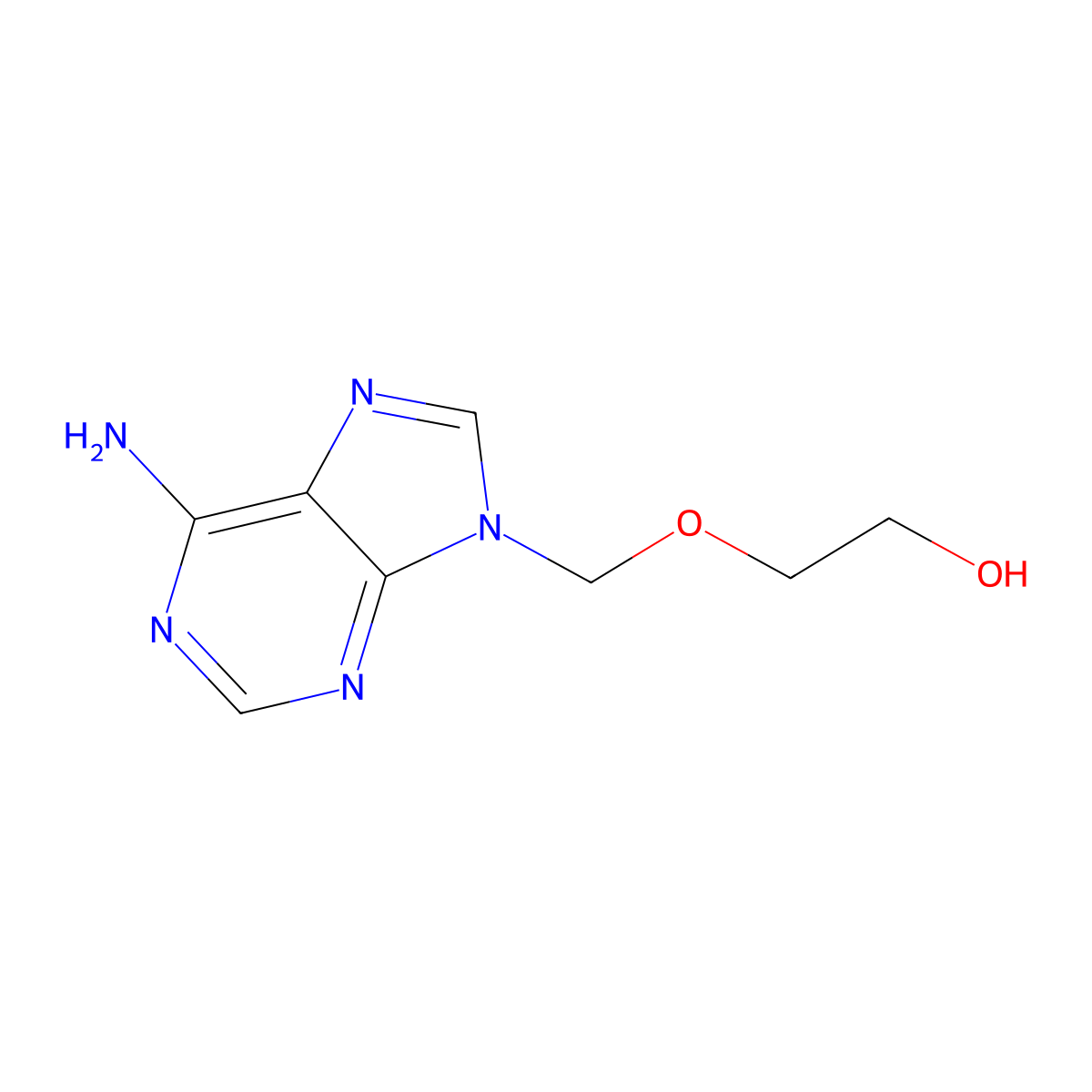 Ethanol, 2-(6-amino-9H-purin-9-yl)methoxy- molecular structure, CAS 31383-66-1