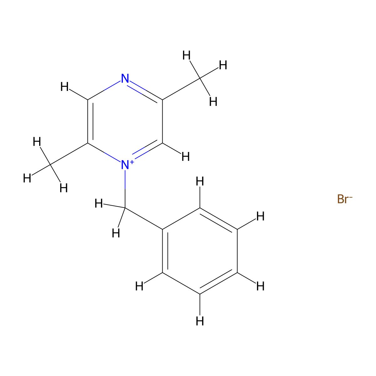 1-Benzyl-2,5-dimethylpyrazin-1-ium bromide molecular structure, CAS 3139-01-3