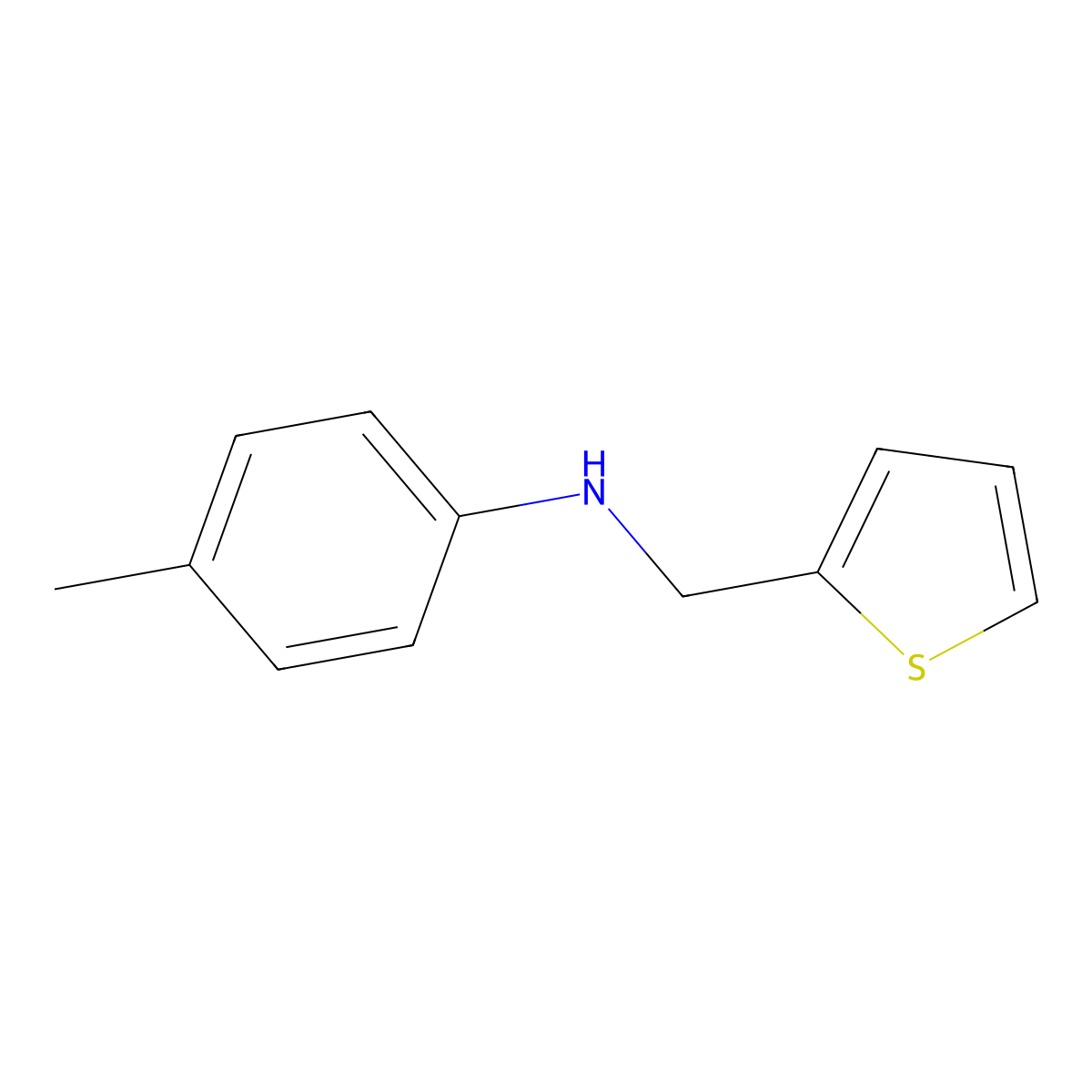 4-methyl-N-[(thiophen-2-yl)methyl]aniline molecular structure, CAS 3139-30-8