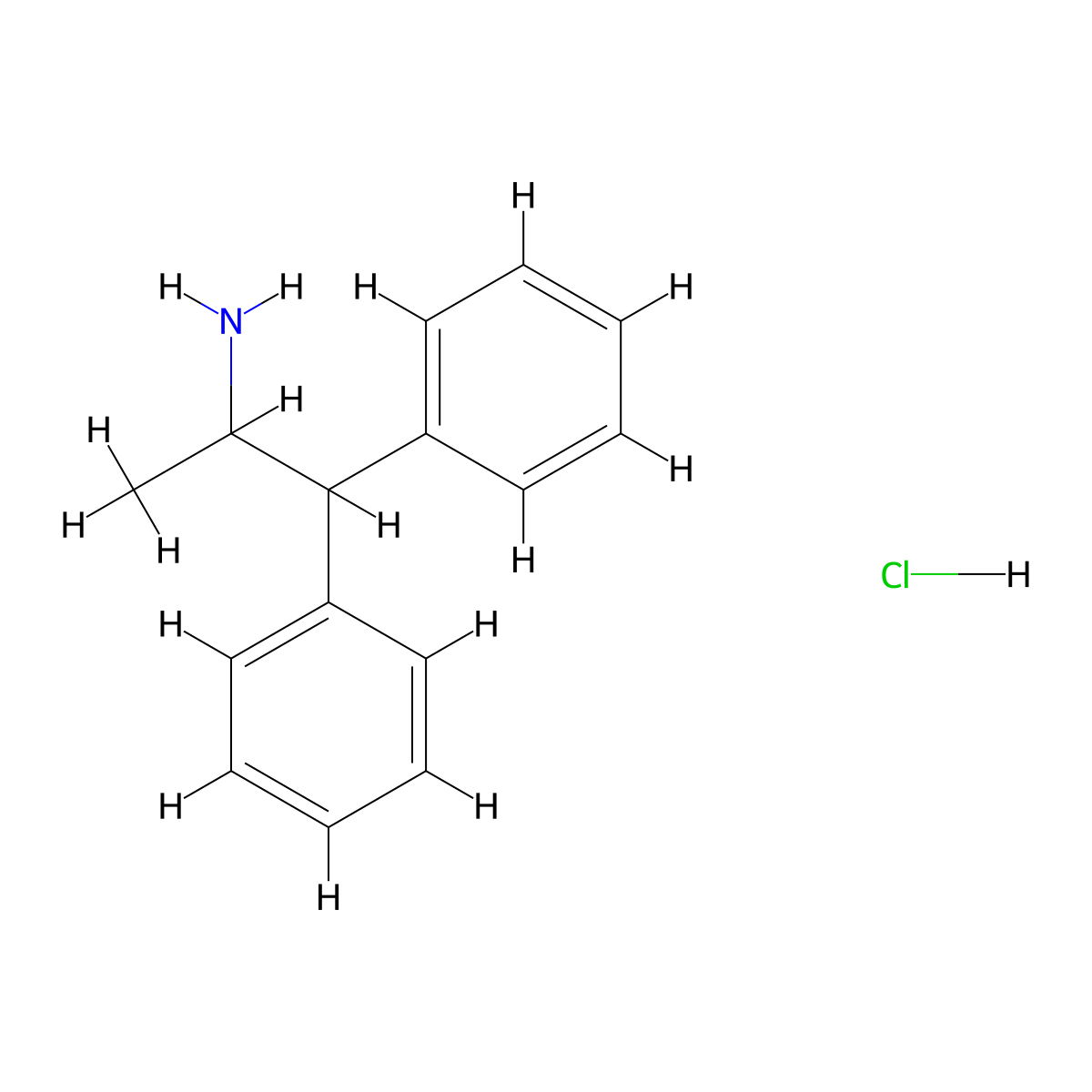 1,1-Diphenylpropan-2-amine hydrochloride molecular structure, CAS 3139-54-6