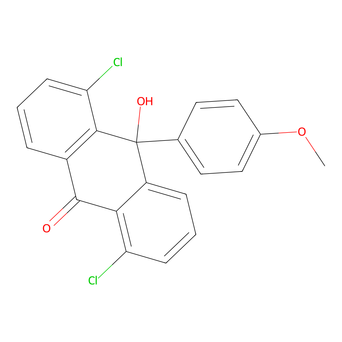 1,5-dichloro-10-hydroxy-10-(4-methoxyphenyl)-9(10H)-anthracenone molecular structure, CAS 313946-59-7