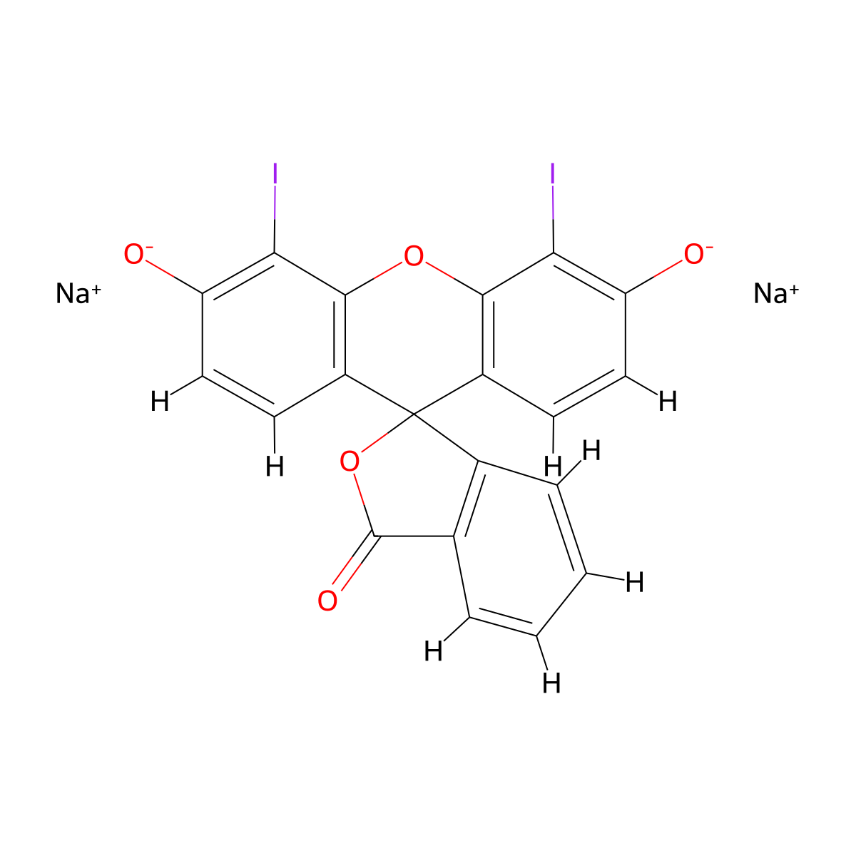 diiodofluorescein disodium salt molecular structure, CAS 31395-16-1