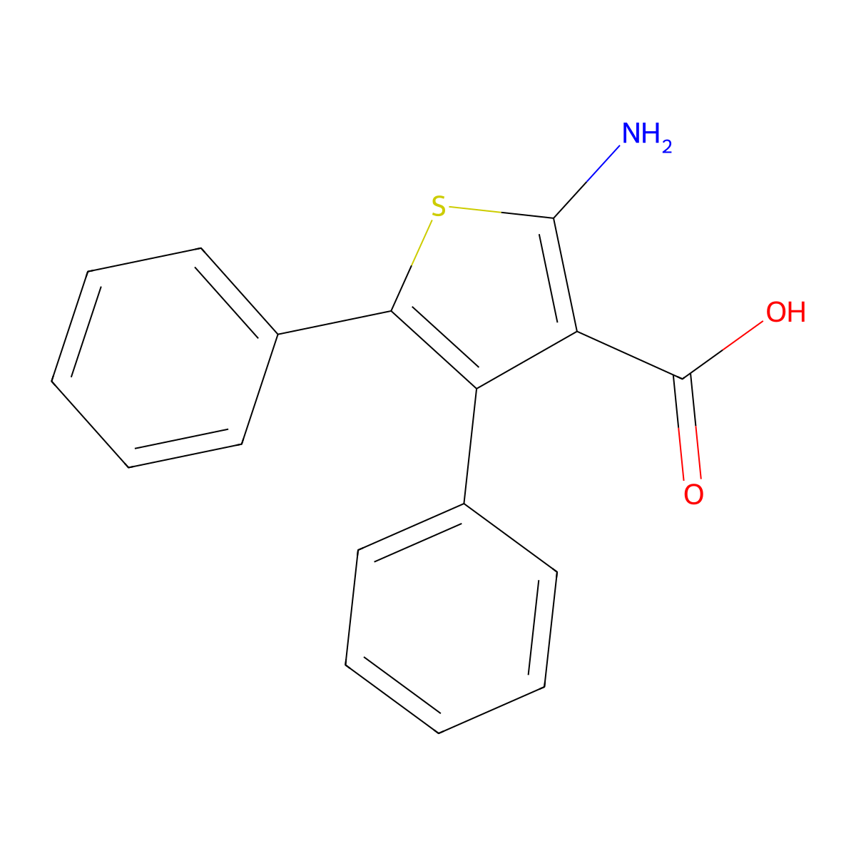 2-Amino-4,5-diphenyl-3-thiophenecarboxylic acid molecular structure, CAS 313952-76-0