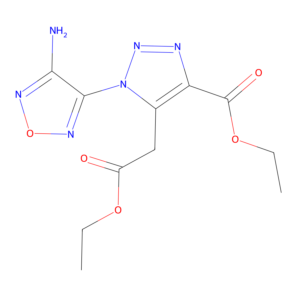 ethyl 1-(4-amino-1,2,5-oxadiazol-3-yl)-5-(2-ethoxy-2-oxoethyl)-1H-1,2,3-triazole-4-carboxylate molecular structure, CAS 313952-92-0