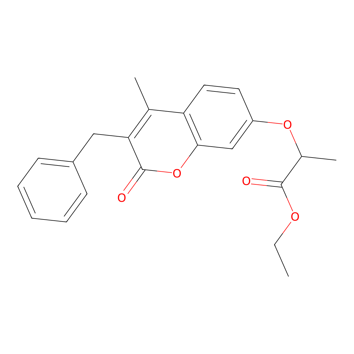 ethyl 2-[(3-benzyl-4-methyl-2-oxo-2H-chromen-7-yl)oxy]propanoate molecular structure, CAS 313953-09-2