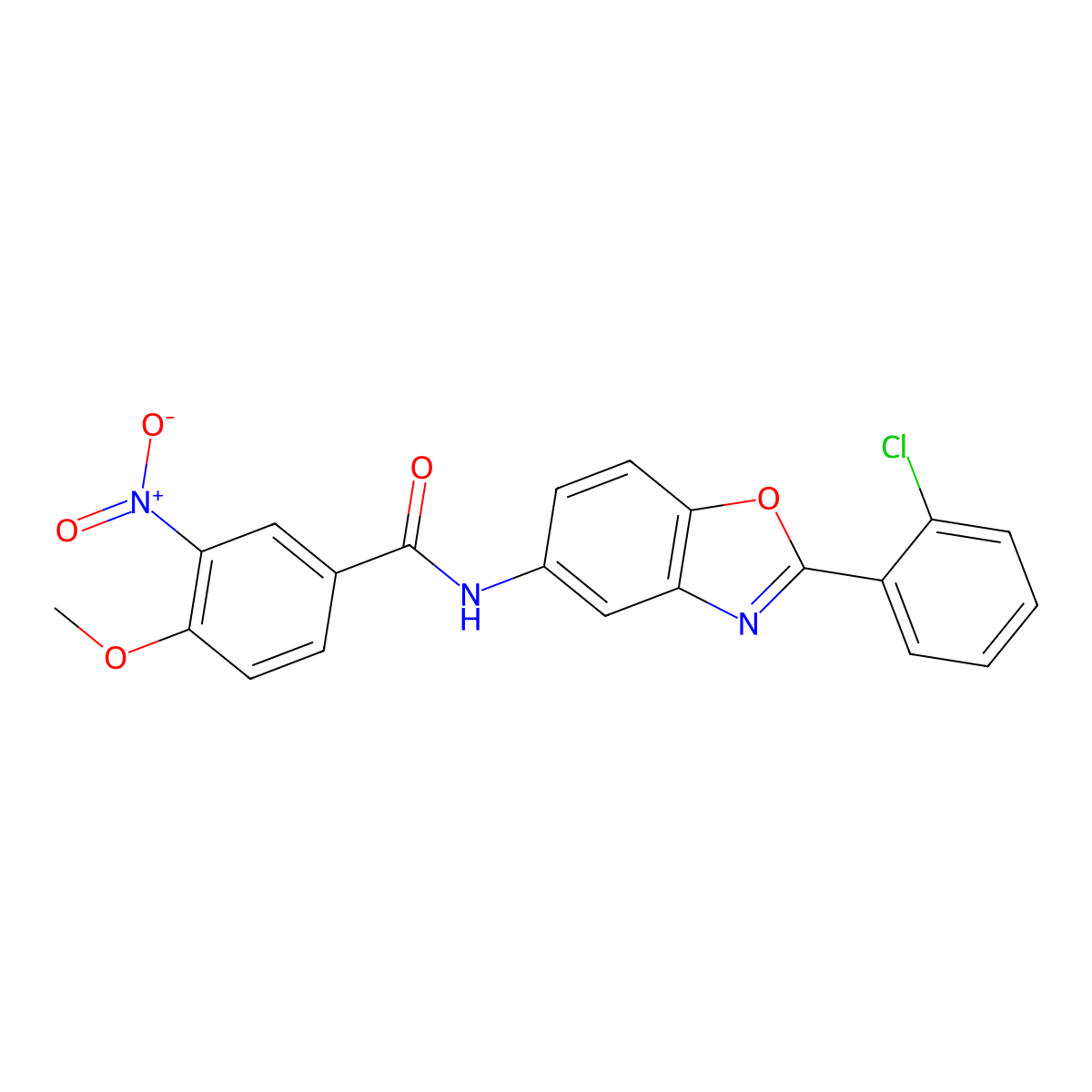 N-[2-(2-chlorophenyl)-1,3-benzoxazol-5-yl]-4-methoxy-3-nitrobenzamide molecular structure, CAS 313953-26-3