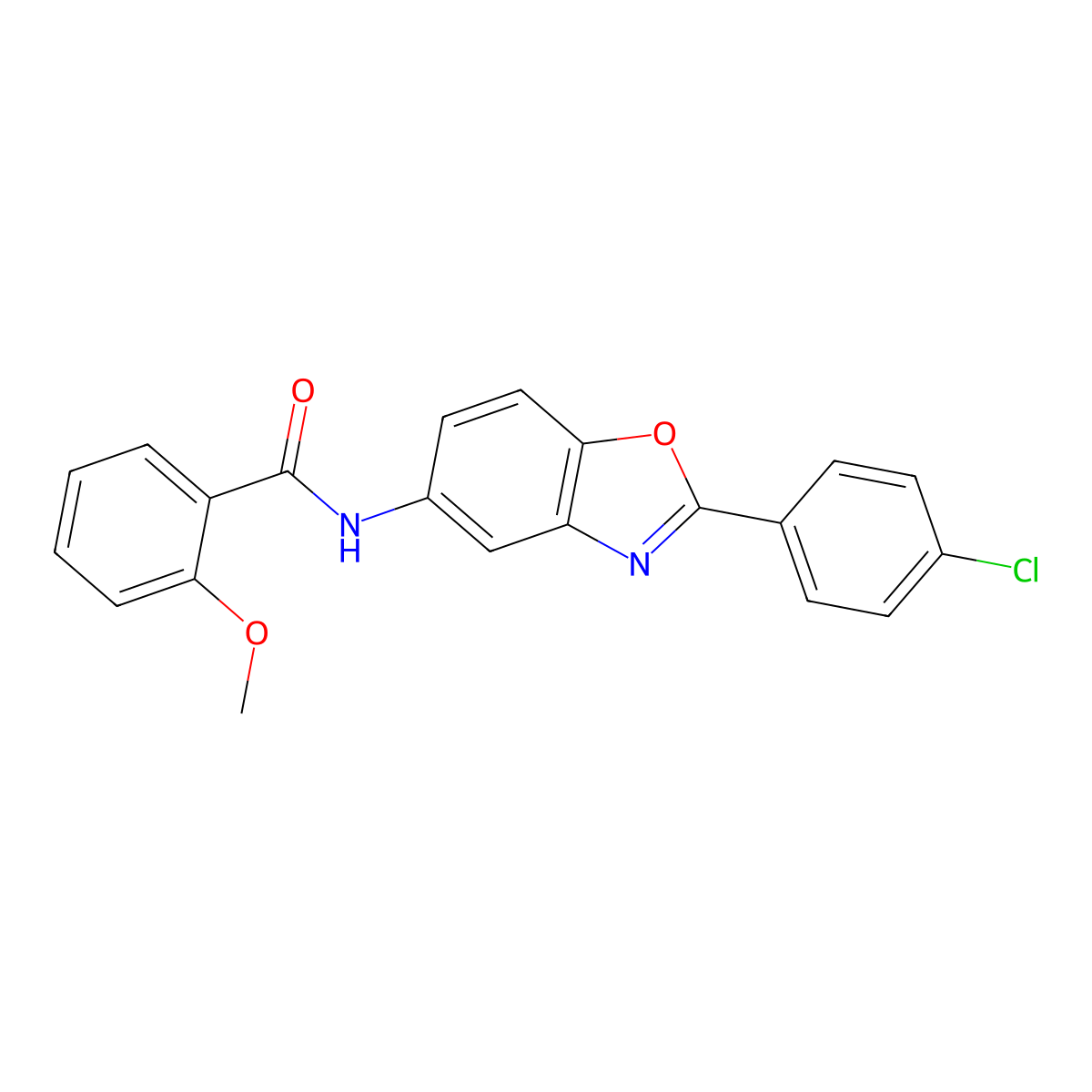 N-[2-(4-chlorophenyl)-1,3-benzoxazol-5-yl]-2-methoxybenzamide molecular structure, CAS 313953-27-4