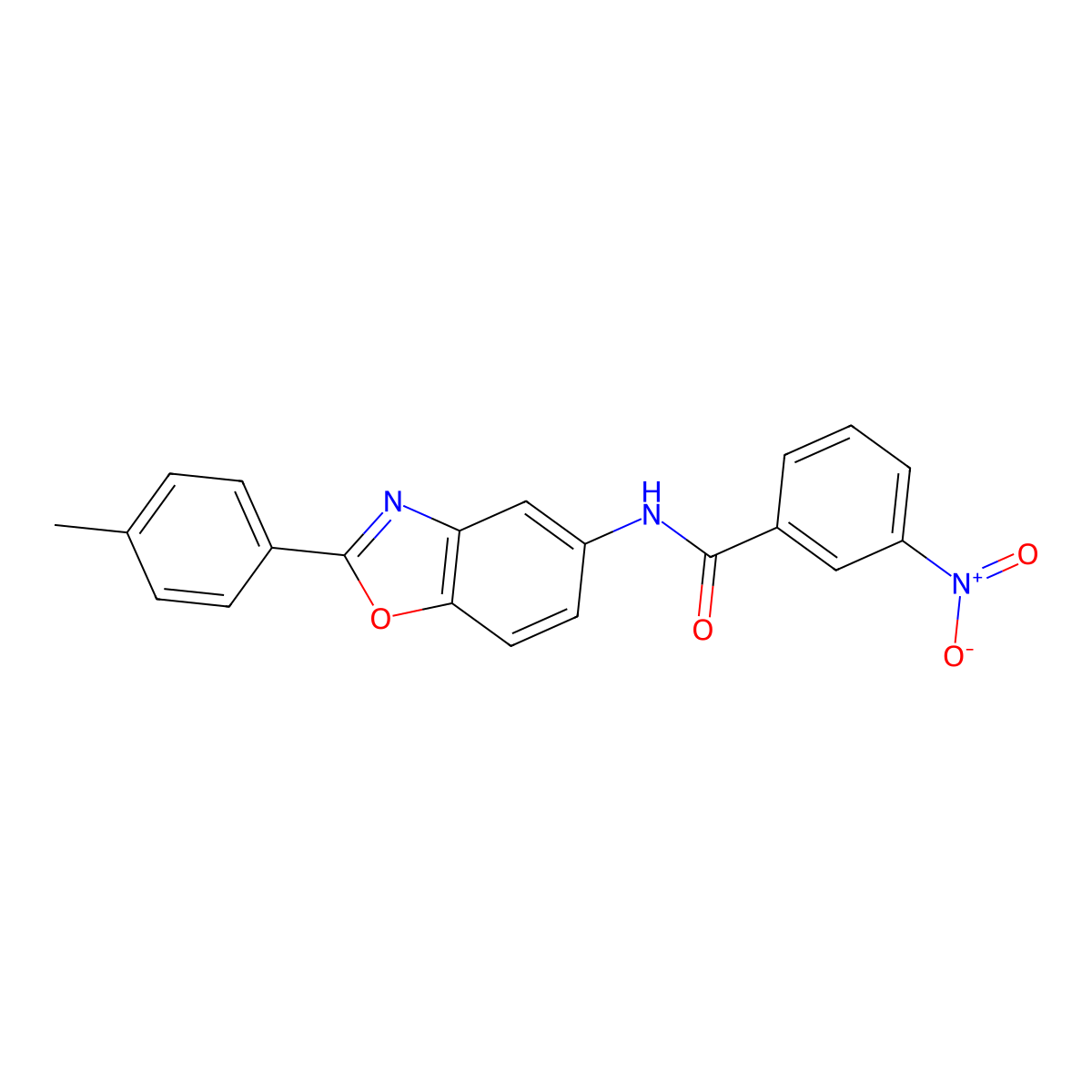 N-[2-(4-methylphenyl)-1,3-benzoxazol-5-yl]-3-nitrobenzamide molecular structure, CAS 313953-30-9