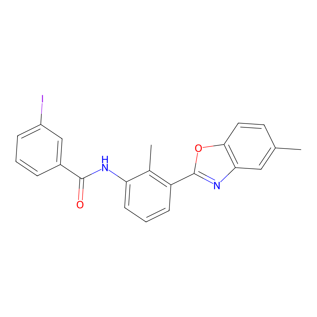 3-iodo-N-[2-methyl-3-(5-methyl-1,3-benzoxazol-2-yl)phenyl]benzamide molecular structure, CAS 313953-35-4