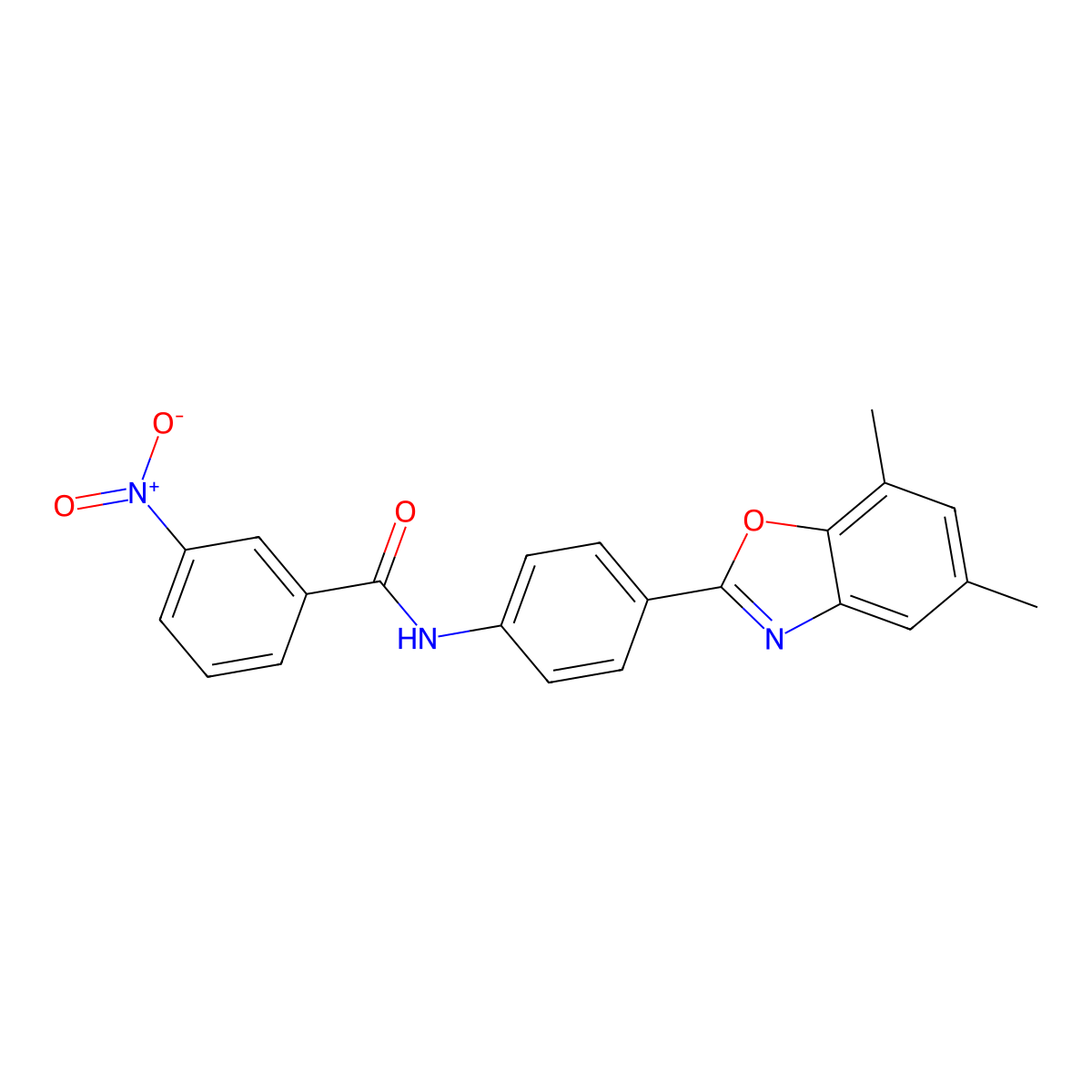 N-[4-(5,7-dimethyl-1,3-benzoxazol-2-yl)phenyl]-3-nitrobenzamide molecular structure, CAS 313953-36-5