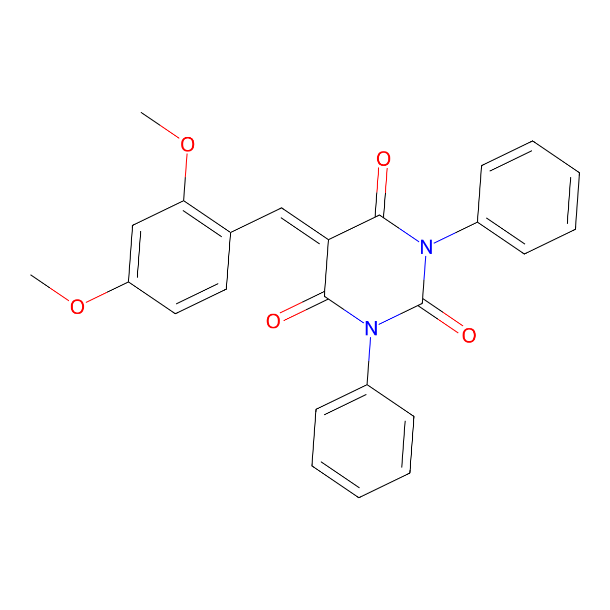 5-[(2,4-Dimethoxyphenyl)methylidene]-1,3-diphenyl-1,3-diazinane-2,4,6-trione molecular structure, CAS 313953-82-1