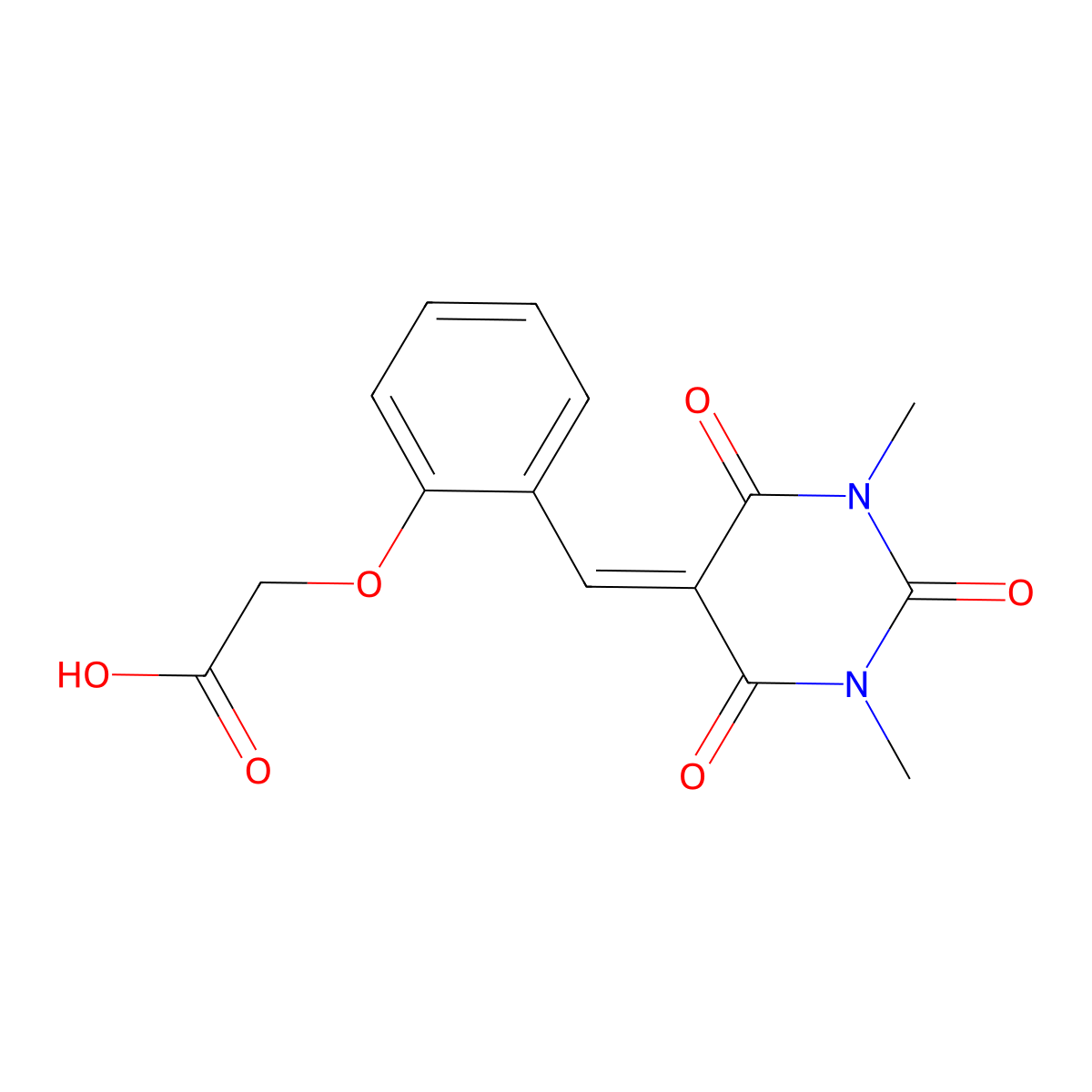2-[2-[(1,3-dimethyl-2,4,6-trioxo-1,3-diazinan-5-ylidene)methyl]phenoxy]acetic Acid molecular structure, CAS 313954-04-0