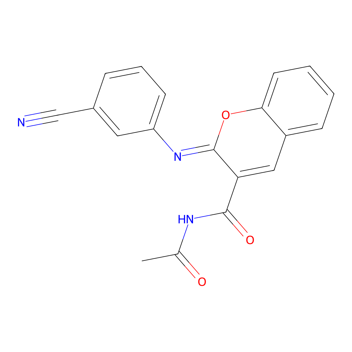 (2Z)-N-acetyl-2-[(3-cyanophenyl)imino]-2H-chromene-3-carboxamide molecular structure, CAS 313954-08-4