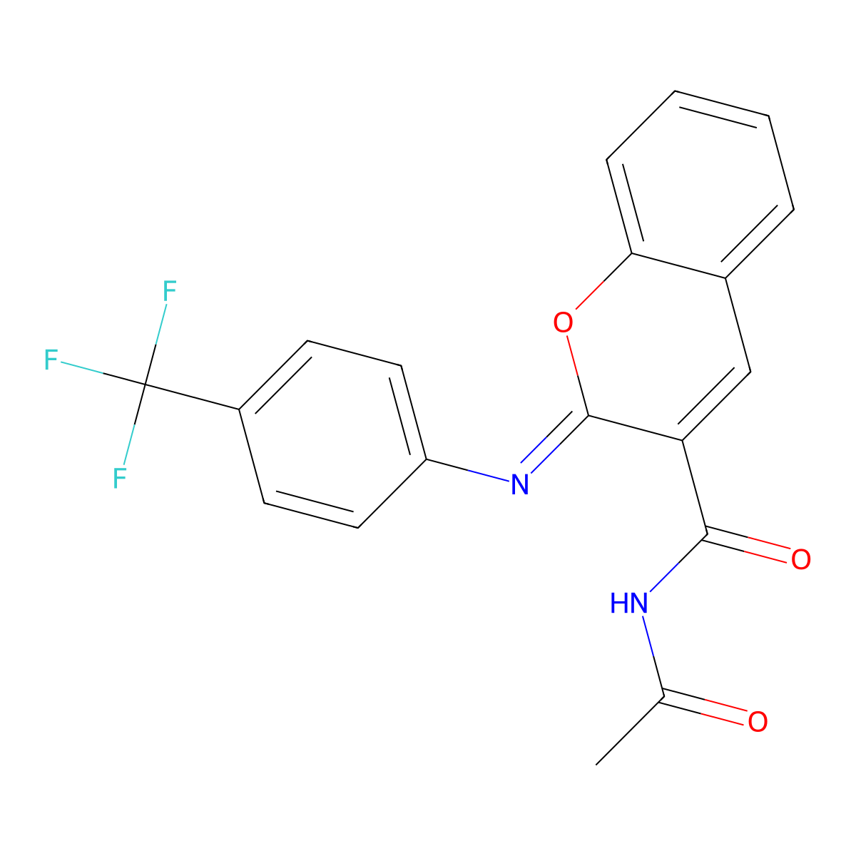 (2Z)-N-acetyl-2-{[4-(trifluoromethyl)phenyl]imino}-2H-chromene-3-carboxamide molecular structure, CAS 313954-09-5