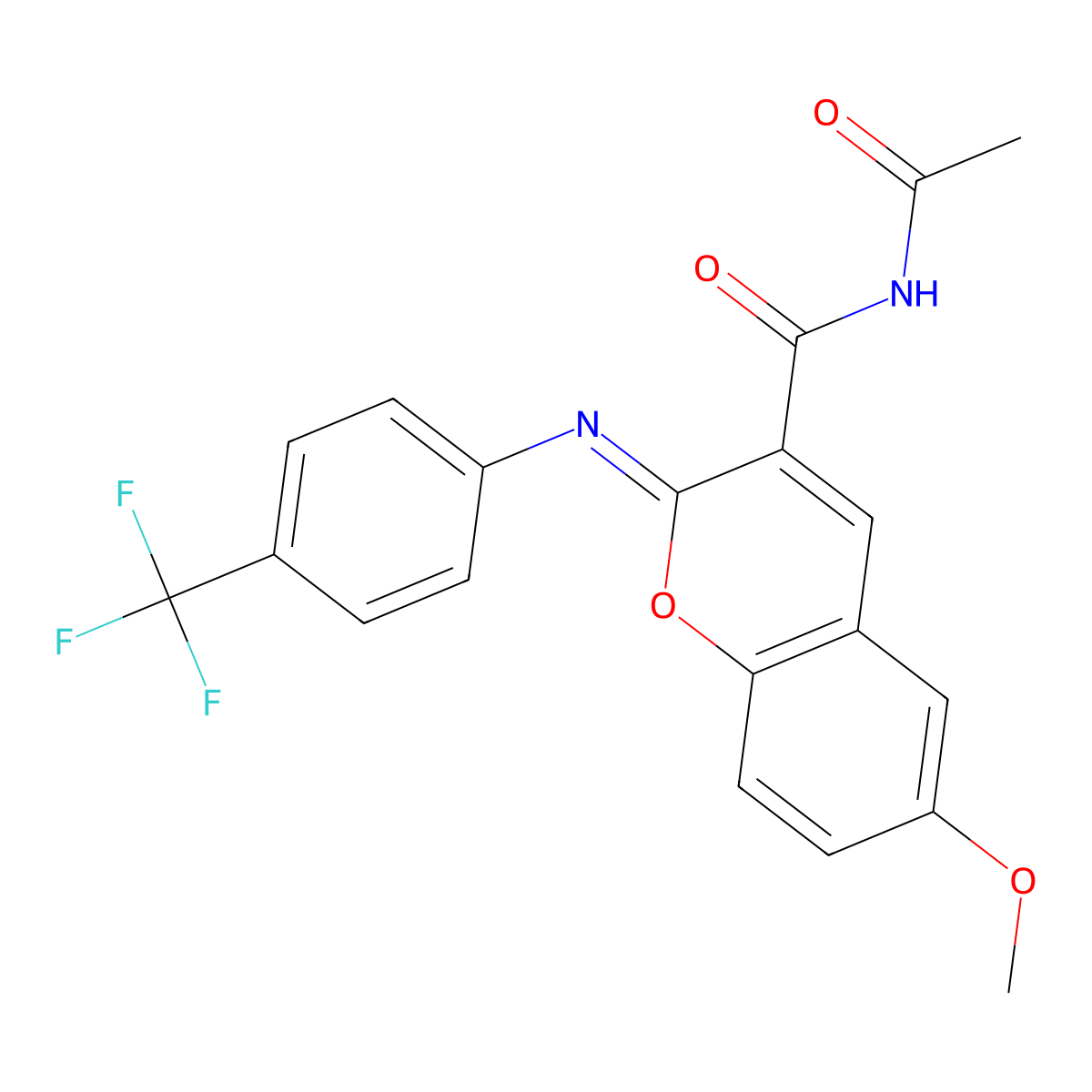 (2Z)-N-acetyl-6-methoxy-2-{[4-(trifluoromethyl)phenyl]imino}-2H-chromene-3-carboxamide molecular structure, CAS 313954-10-8