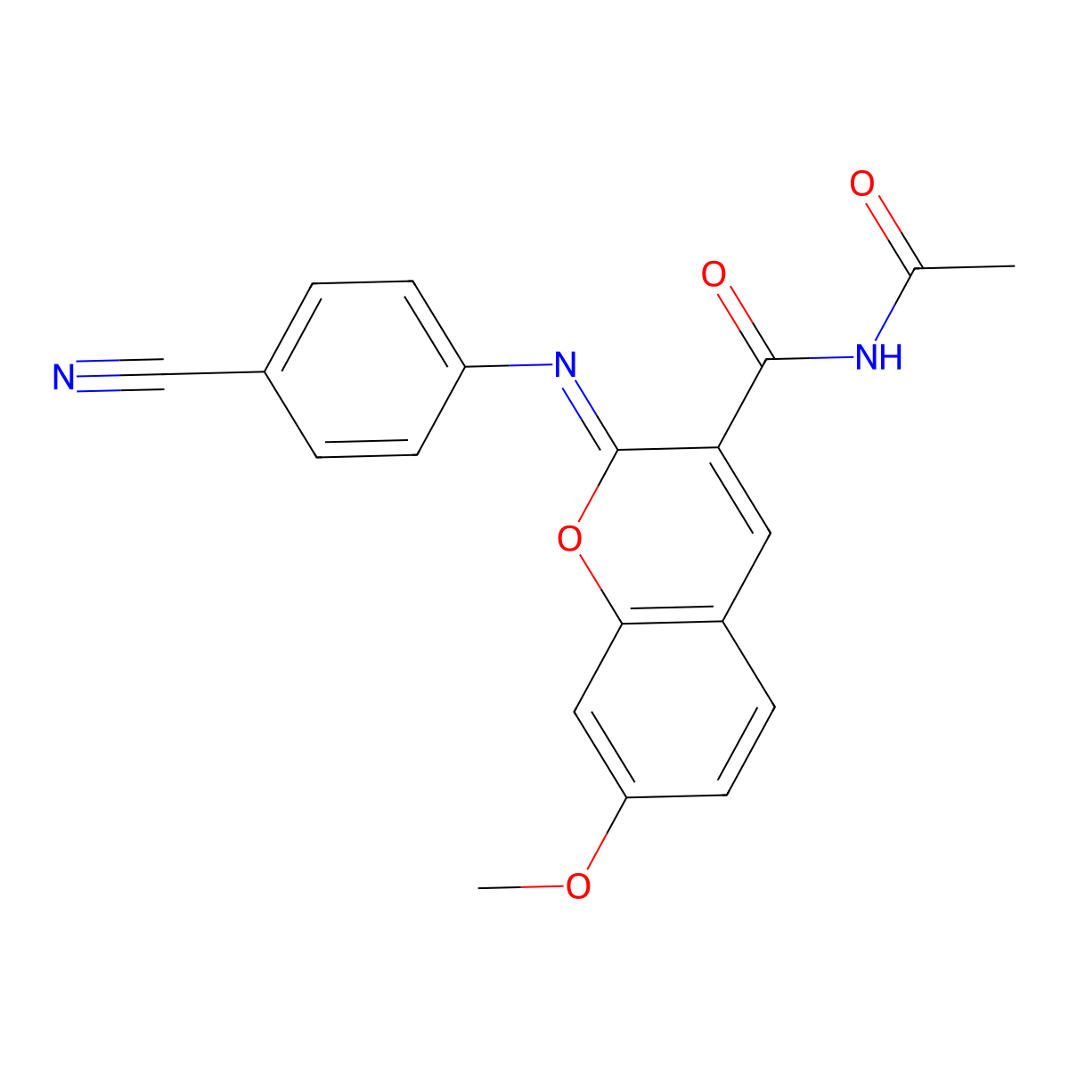 (2Z)-N-acetyl-2-[(4-cyanophenyl)imino]-7-methoxy-2H-chromene-3-carboxamide molecular structure, CAS 313954-12-0