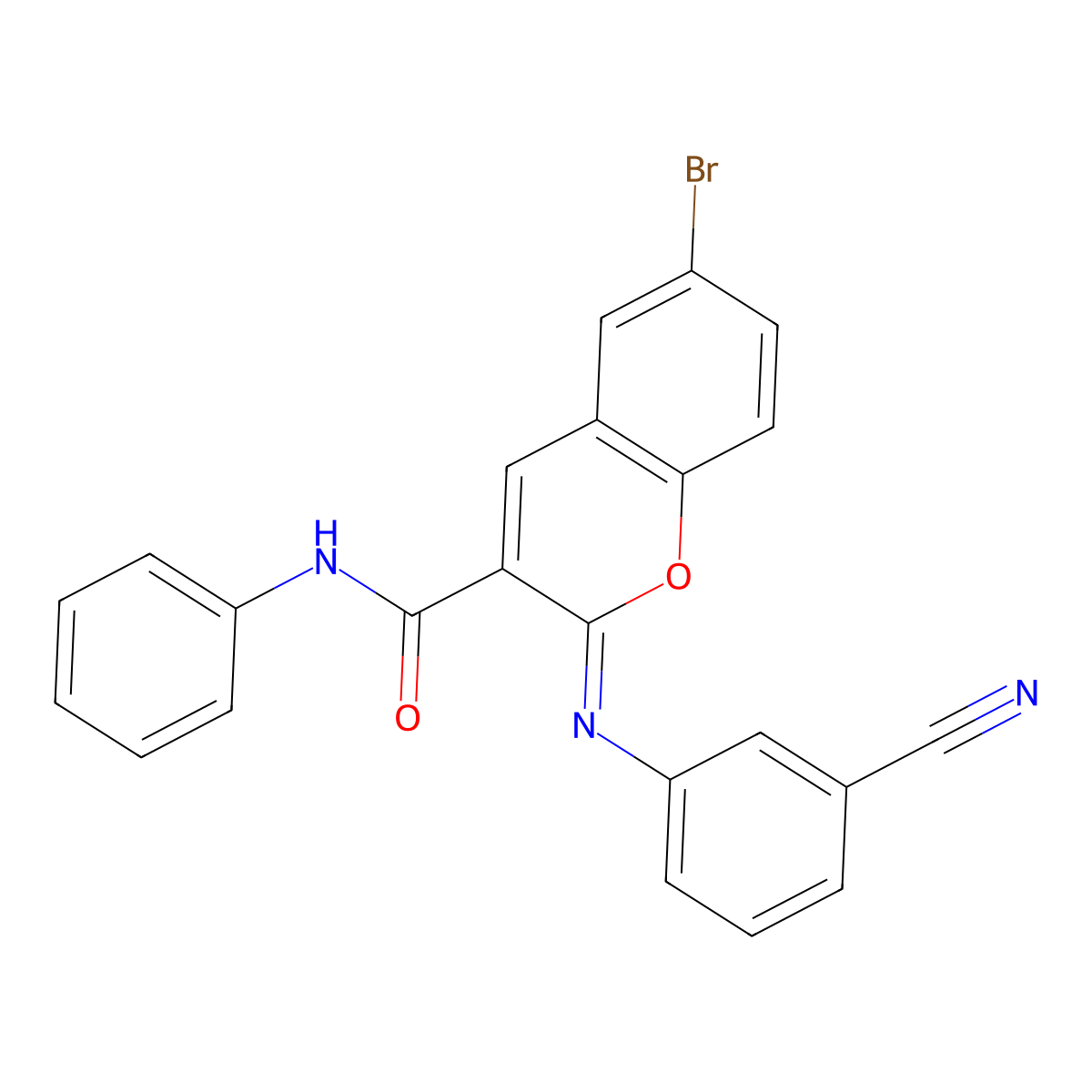 (Z)-6-bromo-2-((3-cyanophenyl)imino)-N-phenyl-2H-chromene-3-carboxamide molecular structure, CAS 313954-38-0