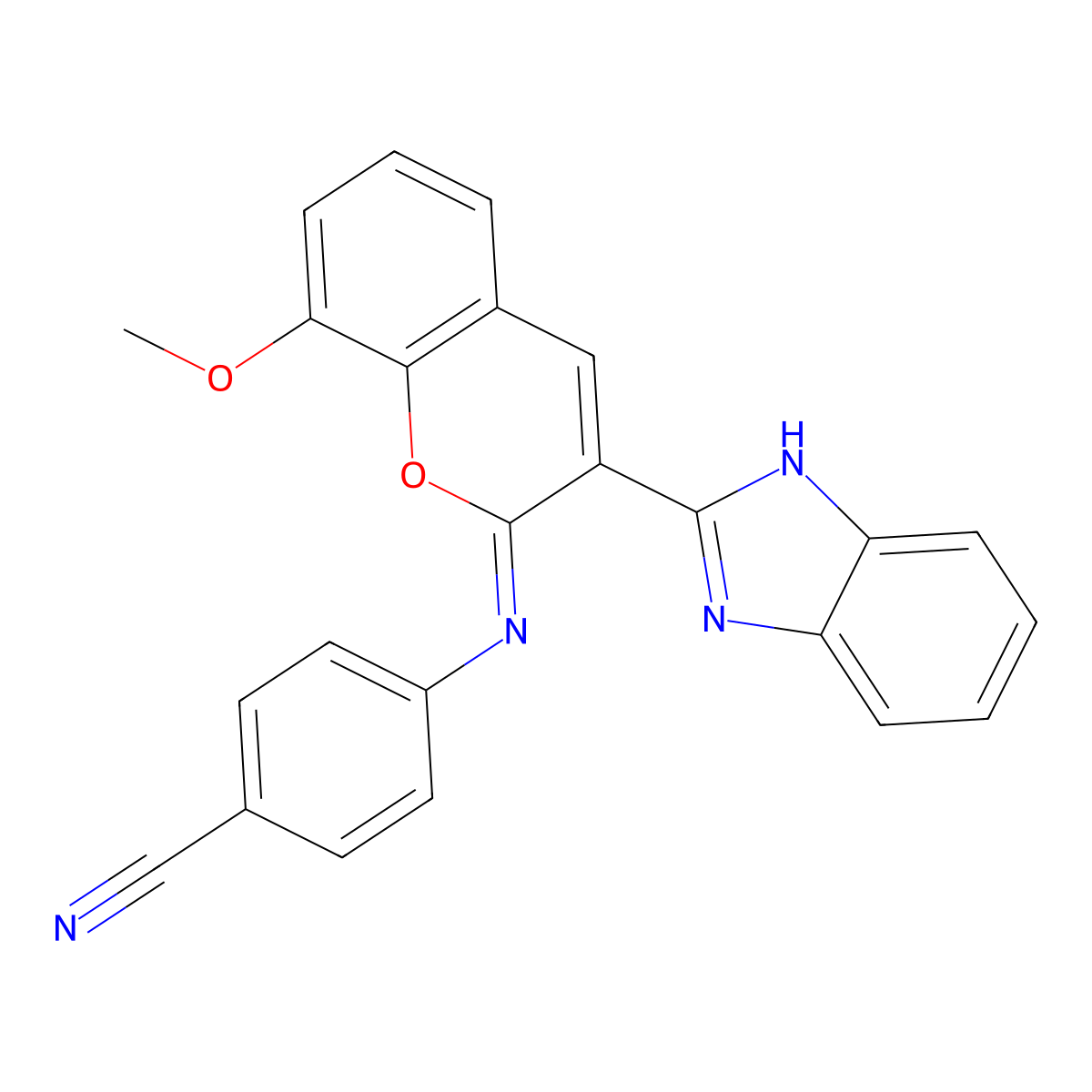 4-[[3-(1H-benzimidazol-2-yl)-8-methoxychromen-2-ylidene]amino]benzonitrile molecular structure, CAS 313954-48-2