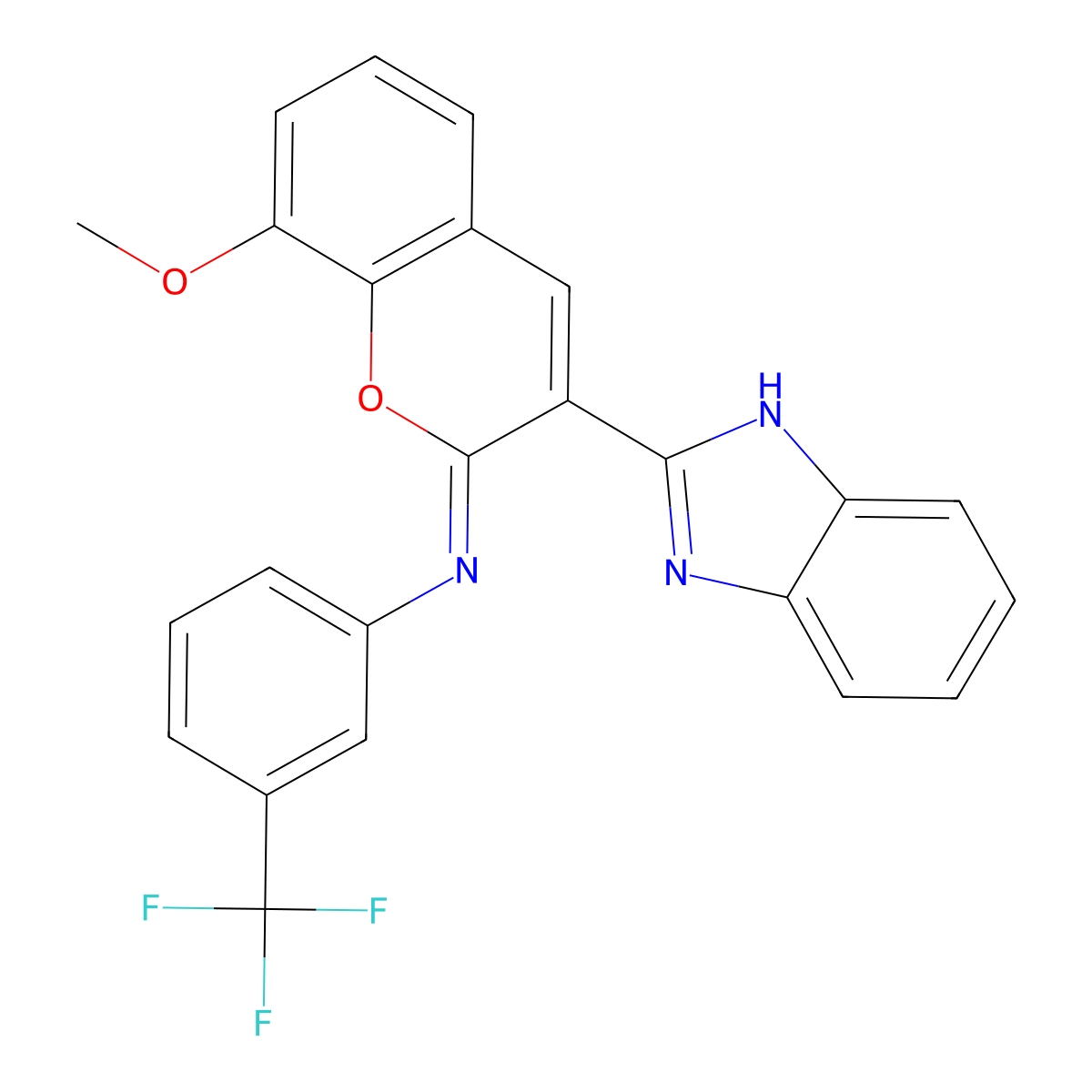 (Z)-N-(3-(1H-benzo[d]imidazol-2-yl)-8-methoxy-2H-chromen-2-ylidene)-3-(trifluoromethyl)aniline molecular structure, CAS 313954-50-6
