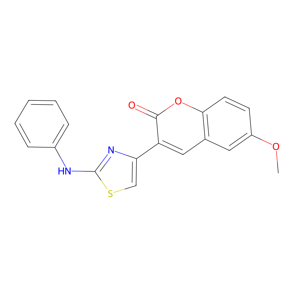 6-methoxy-3-(2-(phenylamino)thiazol-4-yl)-2H-chromen-2-one molecular structure, CAS 313954-54-0
