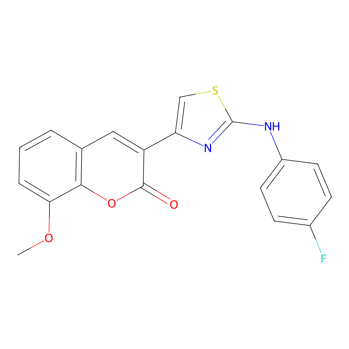 3-{2-[(4-fluorophenyl)amino]-1,3-thiazol-4-yl}-8-methoxy-2H-chromen-2-one molecular structure, CAS 313954-58-4