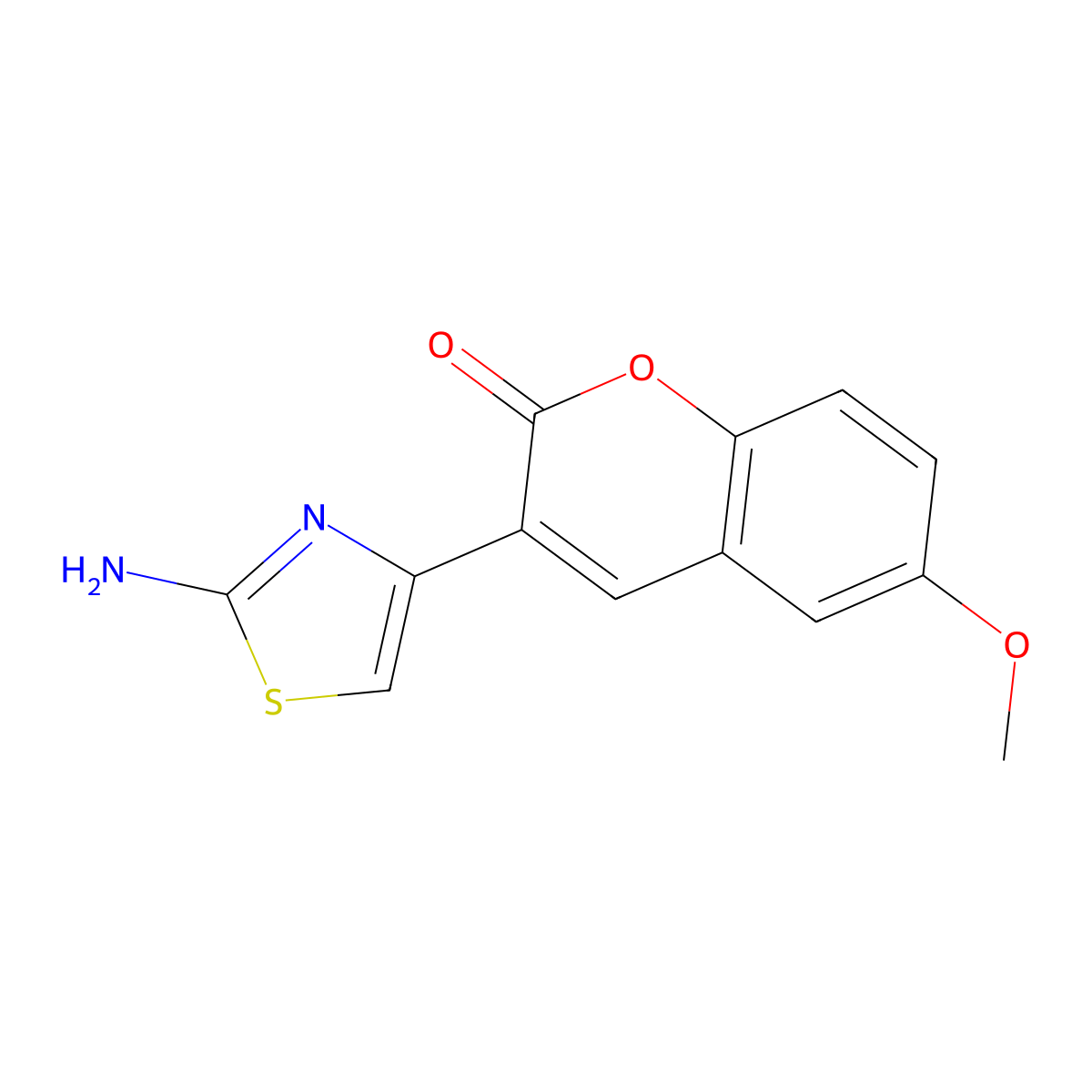 2H-1-Benzopyran-2-one, 3-(2-amino-4-thiazolyl)-6-methoxy- molecular structure, CAS 313954-60-8
