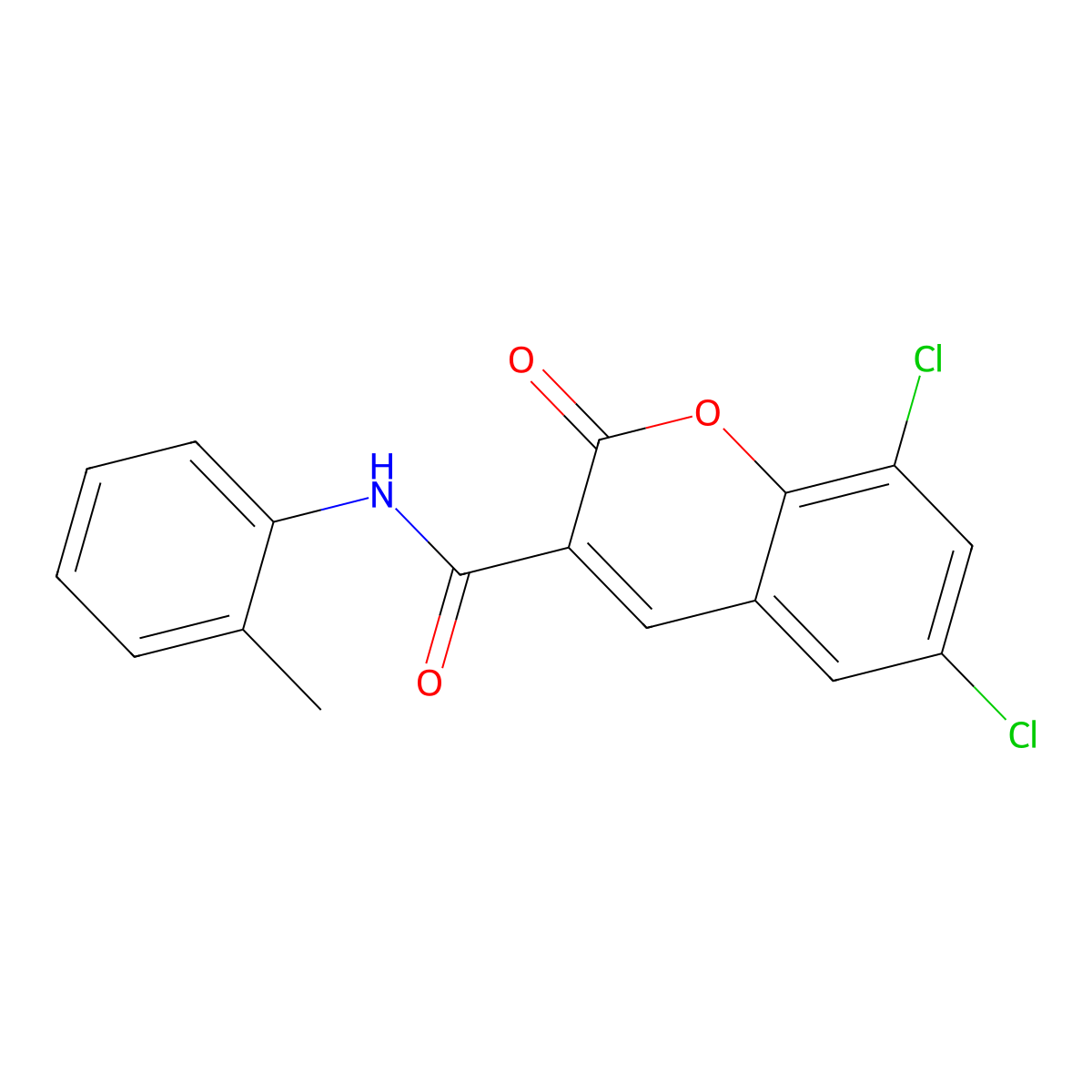 6,8-dichloro-N-(2-methylphenyl)-2-oxo-2H-chromene-3-carboxamide molecular structure, CAS 313954-82-4