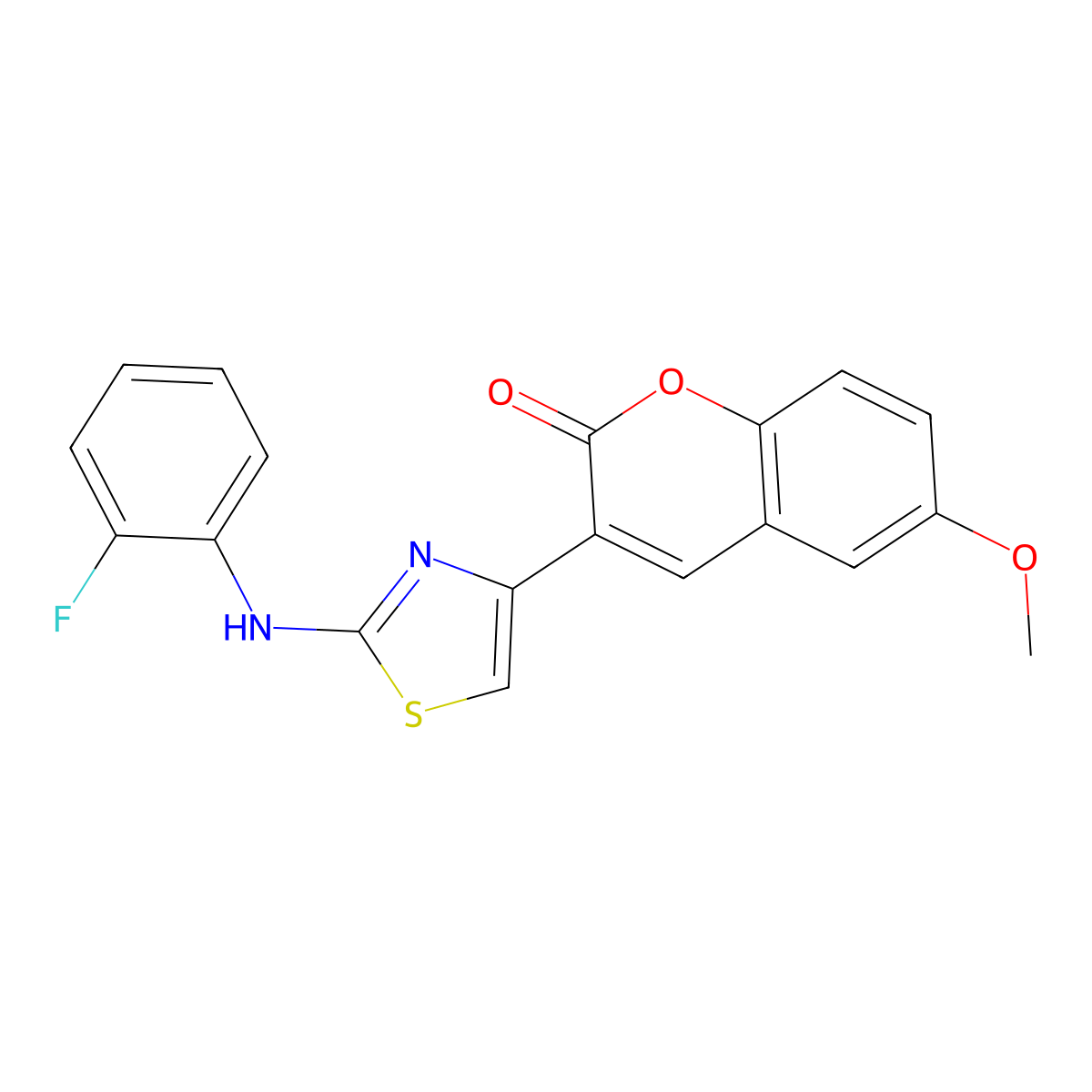 3-{2-[(2-fluorophenyl)amino]-1,3-thiazol-4-yl}-6-methoxy-2H-chromen-2-one molecular structure, CAS 313954-85-7