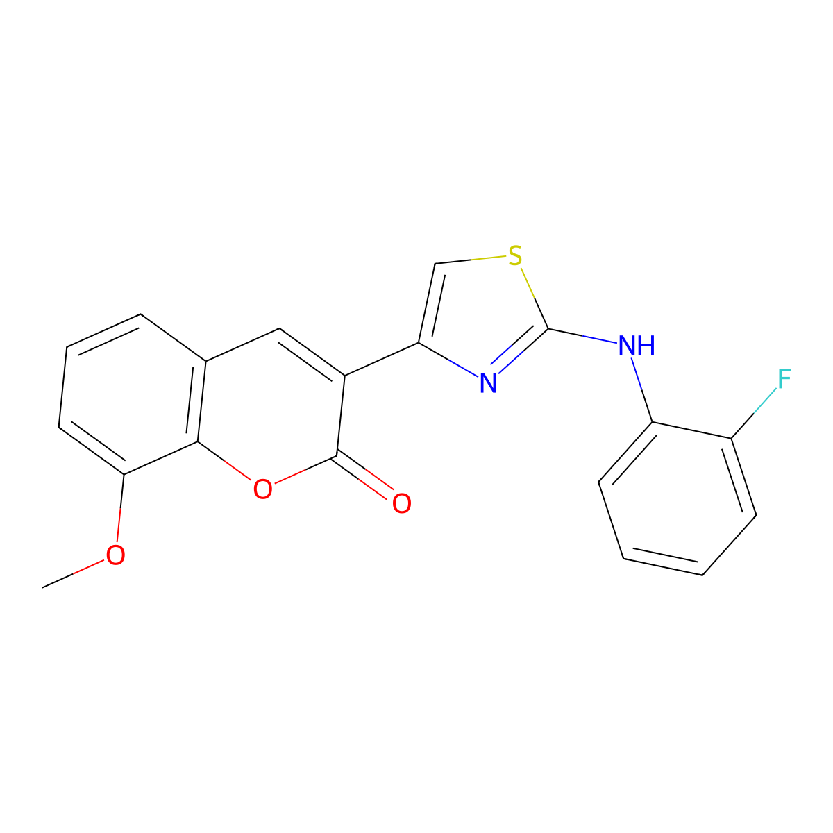 3-{2-[(2-fluorophenyl)amino]-1,3-thiazol-4-yl}-8-methoxy-2H-chromen-2-one molecular structure, CAS 313954-86-8