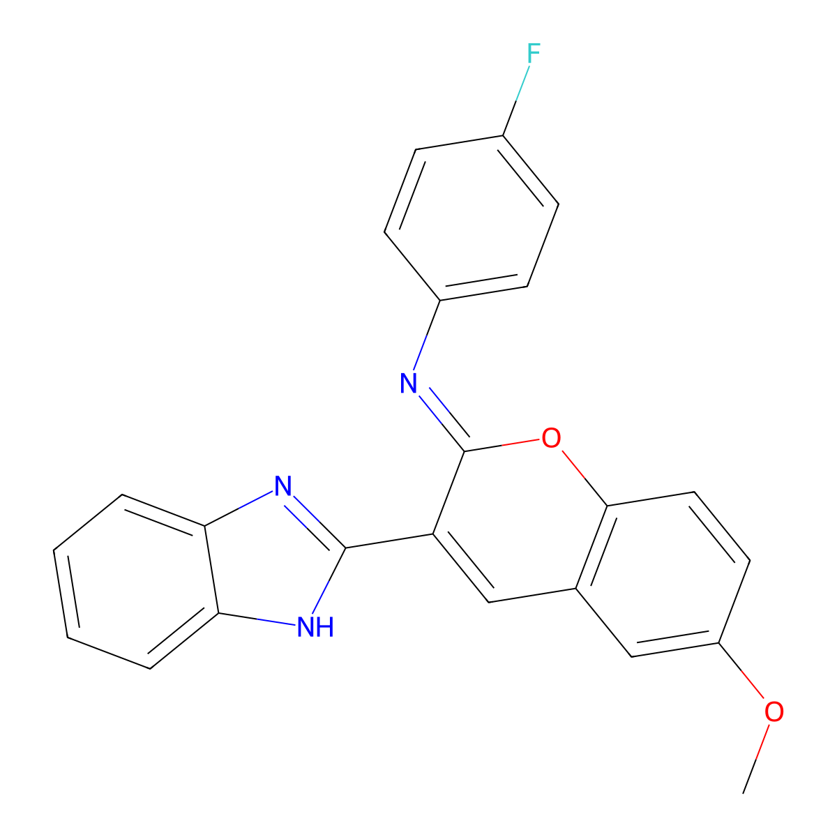 3-(1H-benzimidazol-2-yl)-N-(4-fluorophenyl)-6-methoxychromen-2-imine molecular structure, CAS 313954-91-5