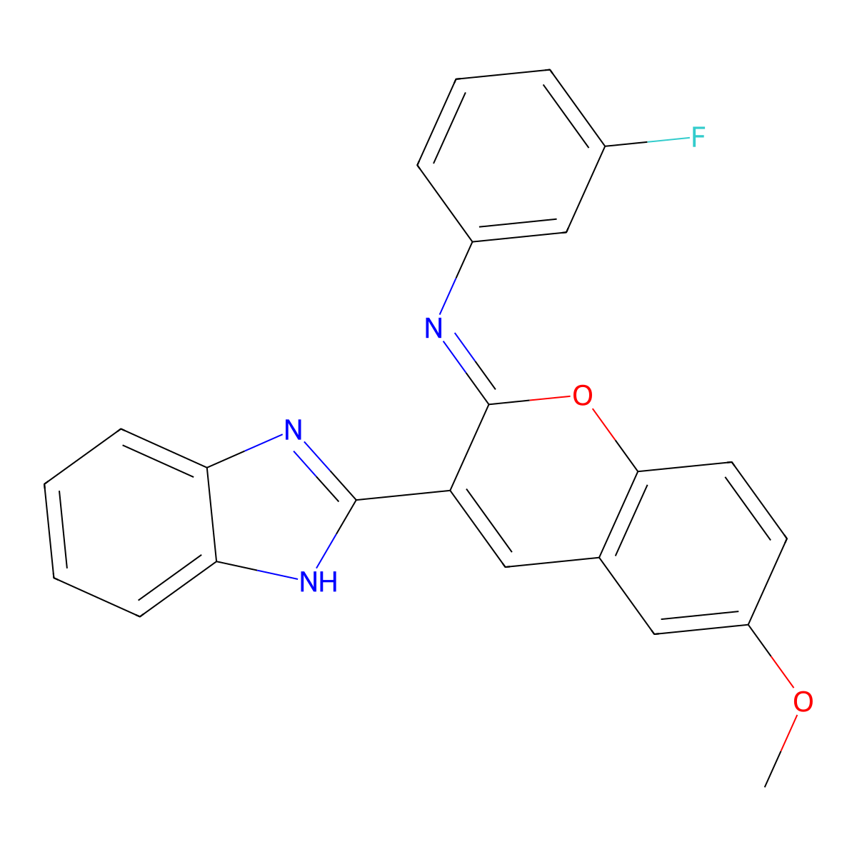 3-(1H-benzimidazol-2-yl)-N-(3-fluorophenyl)-6-methoxychromen-2-imine molecular structure, CAS 313954-92-6