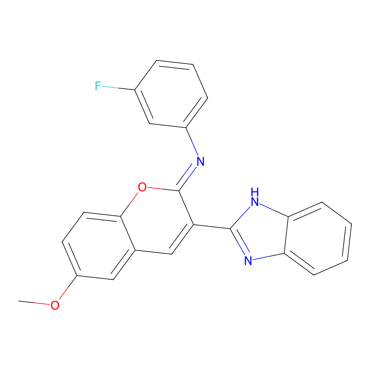 3-(1H-benzimidazol-2-yl)-N-(3-fluorophenyl)-6-methoxychromen-2-imine molecular structure, CAS 313954-92-6