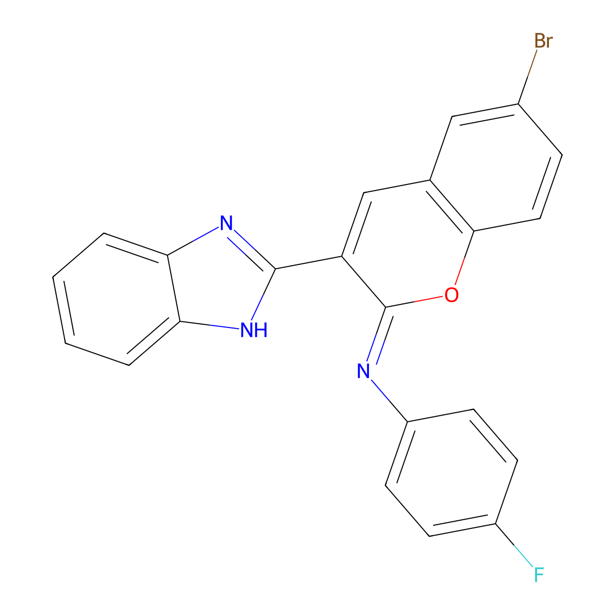 (Z)-N-(3-(1H-benzo[d]imidazol-2-yl)-6-bromo-2H-chromen-2-ylidene)-4-fluoroaniline molecular structure, CAS 313954-99-3
