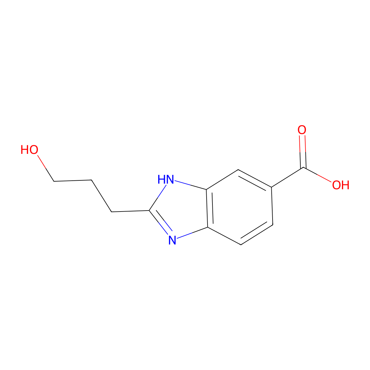 2-(3-Hydroxy-propyl)-1H-benzoimidazole-5-carboxylic acid molecular structure, CAS 313955-38-3