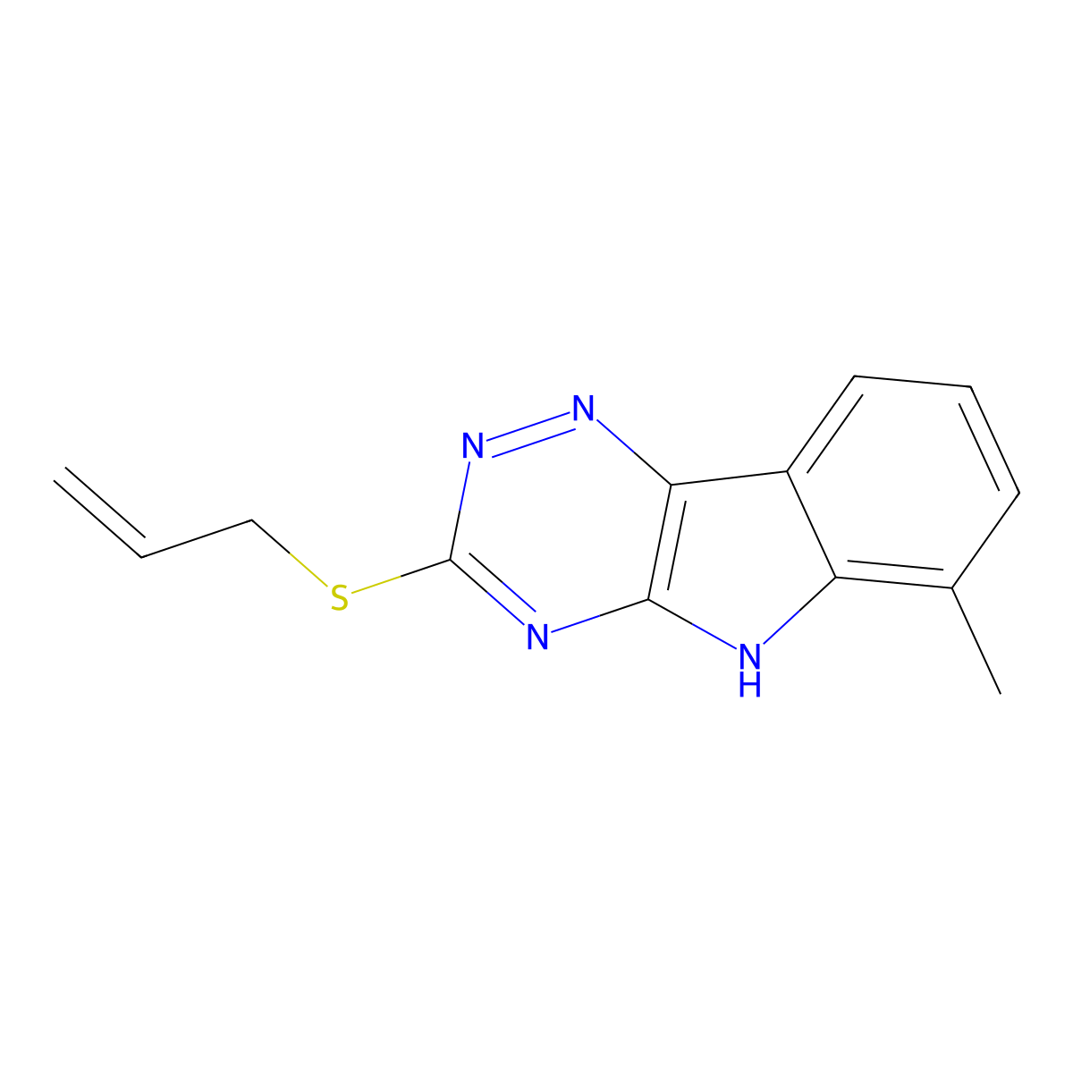 6-methyl-3-(prop-2-enylthio)-5H-[1,2,4]triazino[5,6-b]indole molecular structure, CAS 313955-75-8