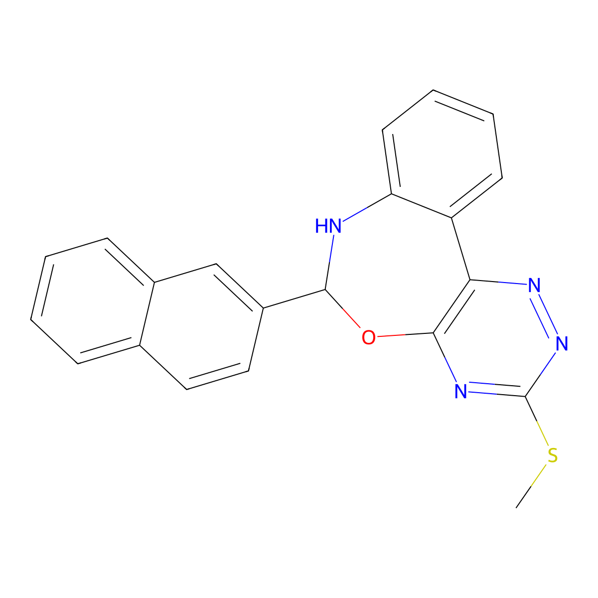 3-Methylsulfanyl-6-naphthalen-2-yl-6,7-dihydro-[1,2,4]triazino[5,6-d][3,1]benzoxazepine molecular structure, CAS 313955-89-4