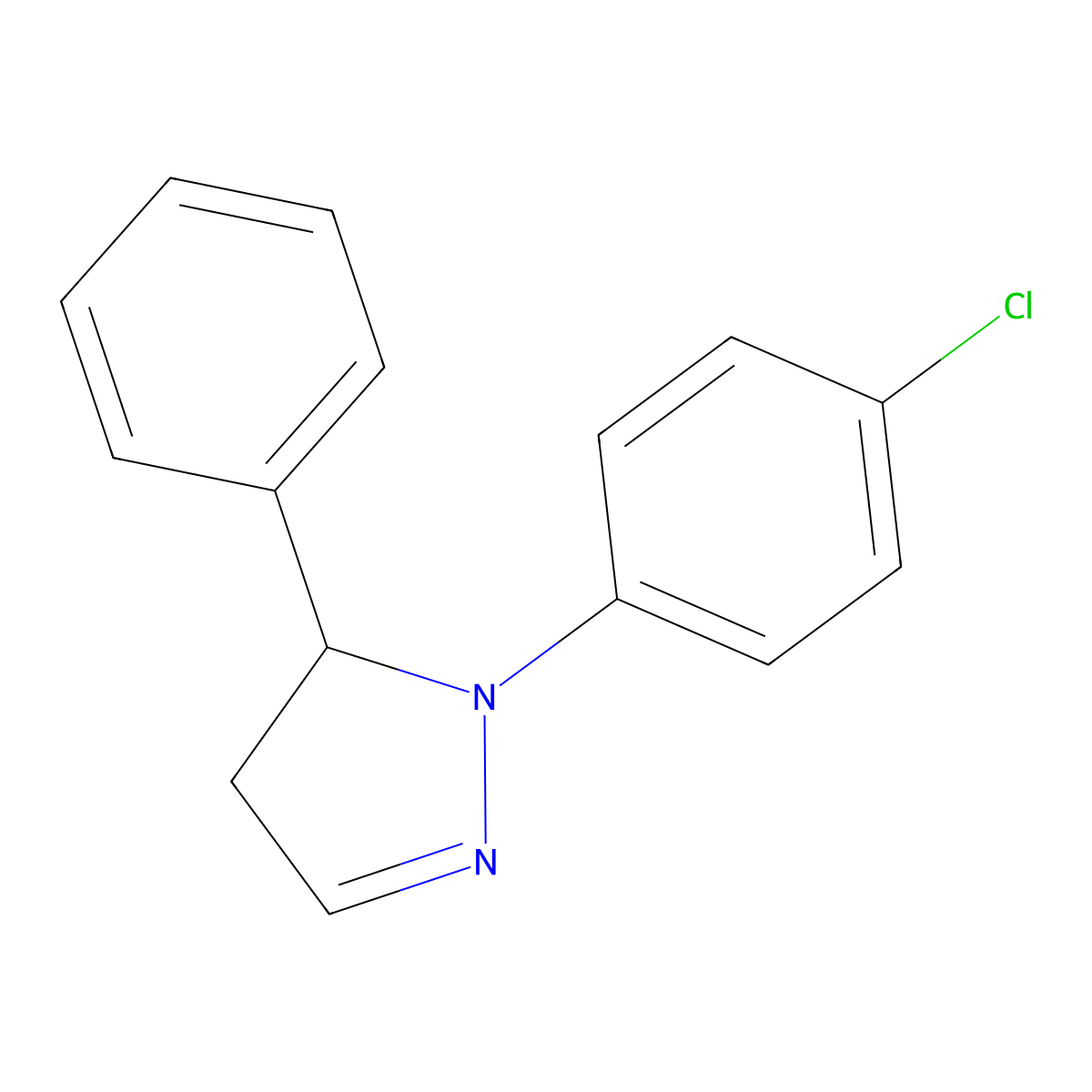 1-(4-chlorophenyl)-5-phenyl-4,5-dihydro-1H-pyrazole molecular structure, CAS 313956-37-5