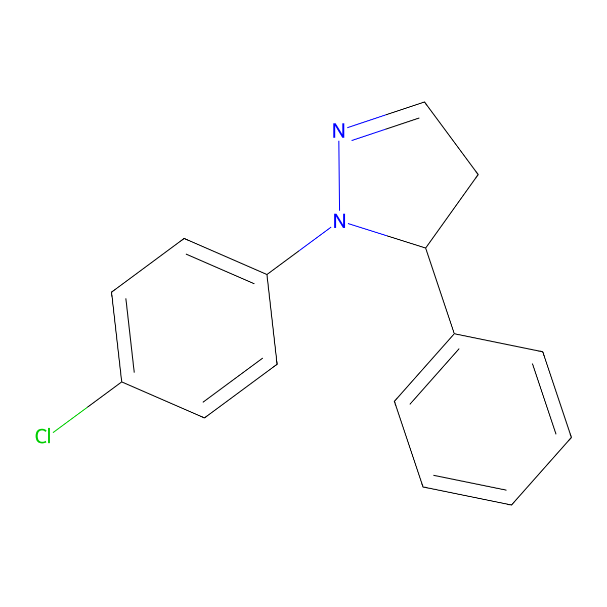 1-(4-chlorophenyl)-5-phenyl-4,5-dihydro-1H-pyrazole molecular structure, CAS 313956-37-5