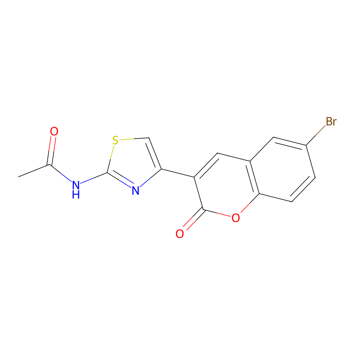 N-[4-(6-bromo-2-oxo-2H-chromen-3-yl)-1,3-thiazol-2-yl]acetamide molecular structure, CAS 313956-42-2