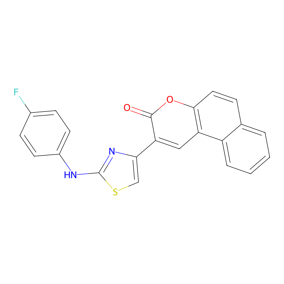 2-[2-(4-Fluoro-phenylamino)-thiazol-4-yl]-benzo[f]chromen-3-one molecular structure, CAS 313956-44-4