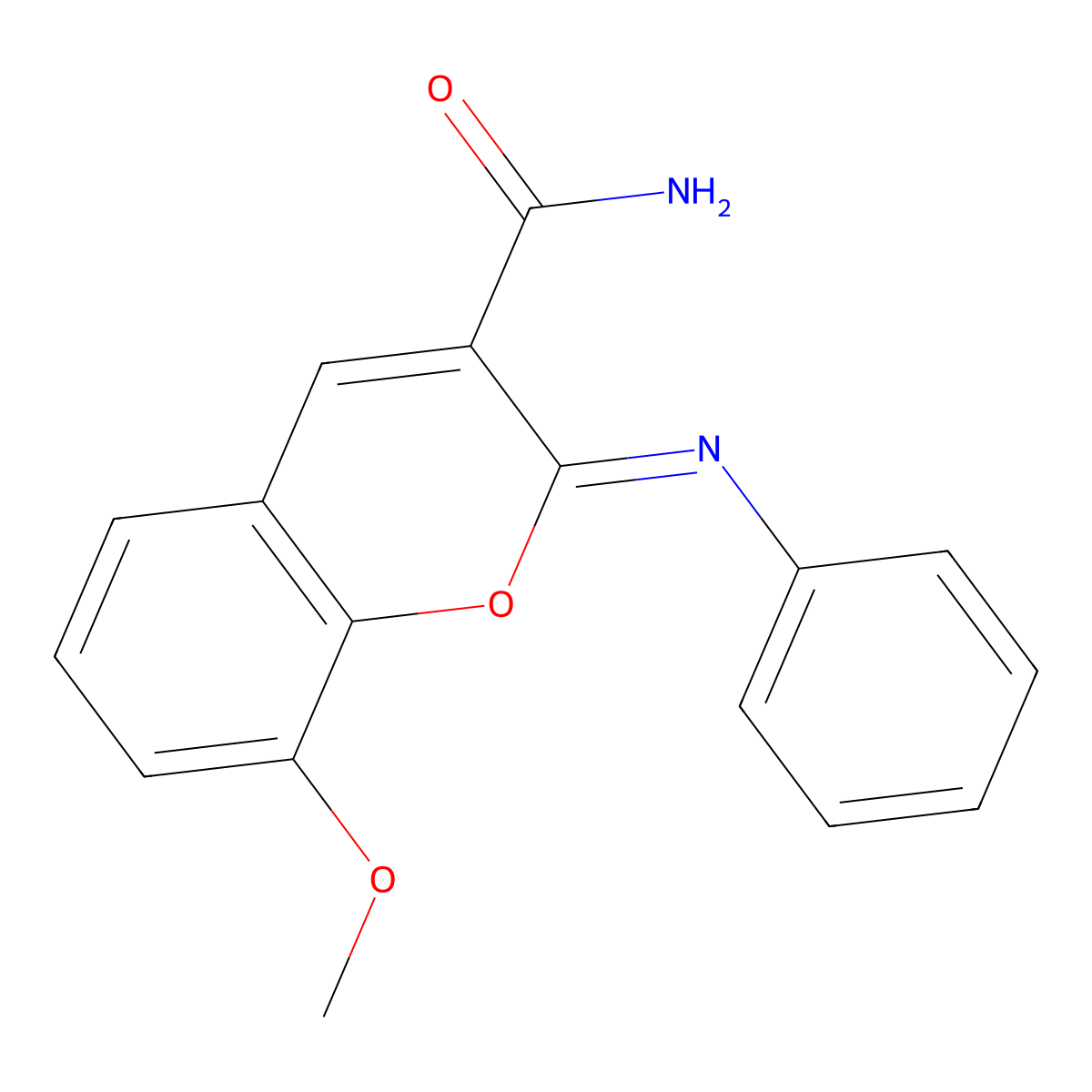 (2Z)-8-methoxy-2-(phenylimino)-2H-chromene-3-carboxamide molecular structure, CAS 313956-49-9