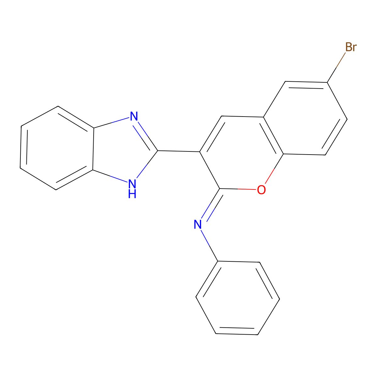 3-(1H-benzimidazol-2-yl)-6-bromo-N-phenylchromen-2-imine molecular structure, CAS 313956-50-2